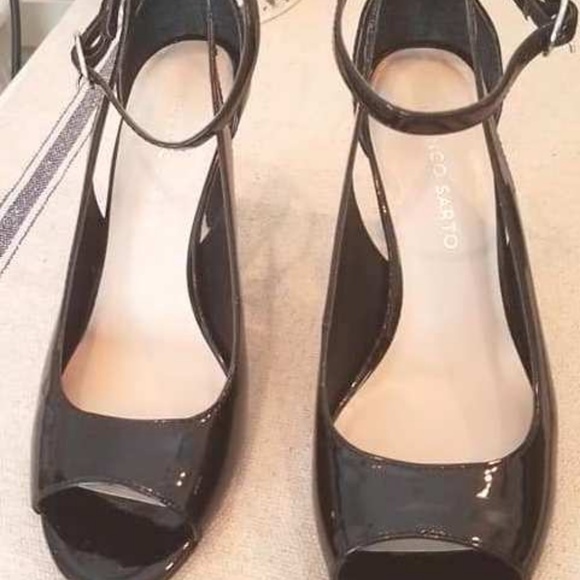 Franco Sarto Patent Leather Black High Heel Shoes - Picture 4 of 6